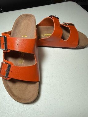 Birkenstocks Arizona Unisex Vegan Sandals, 42 R - Orange